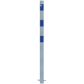 Barrier posts | as e-charging post protection |  60 mm | hot-dip galvanized with 3 blue reflective strips foil type RA1/A | for casting in concrete